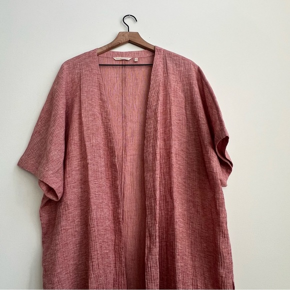 Soft Surroundings Whisper Linen Topper Rose Lightweight Gauzy Kimono Shawl XL - Picture 5 of 11